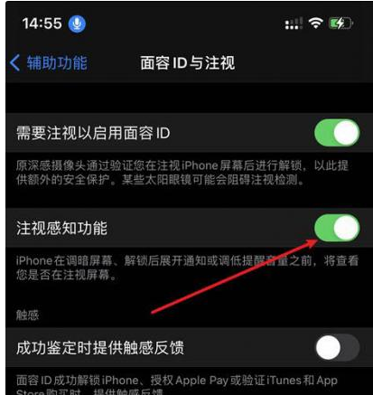 府谷苹果14维修网点分享iPhone14注视感知功能有什么用 